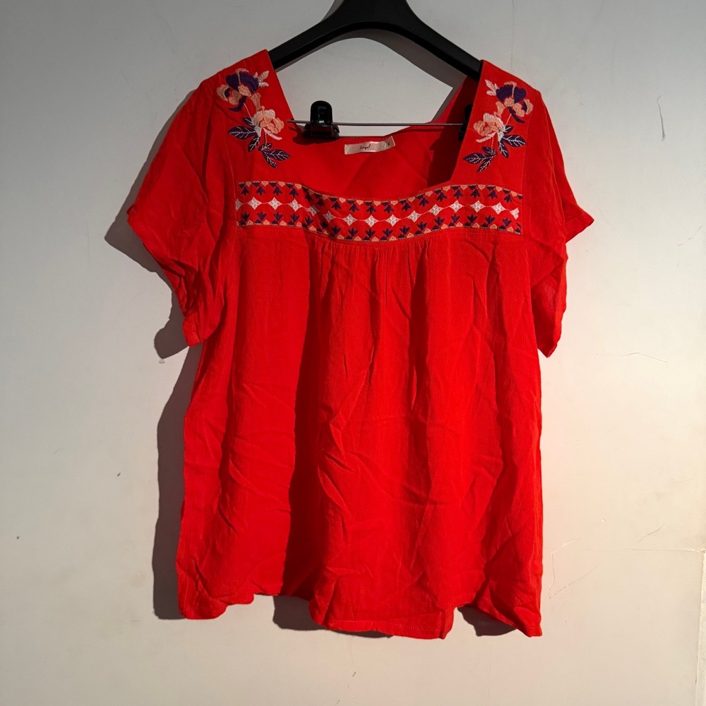 Hazel Small Blouse Boho Indie Cottagecore Embroidered Floral Flowy Red Festival